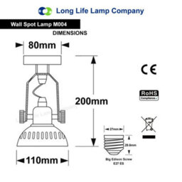 Long Life Lamps Company Vintage Wall Light Dark Grey Pewter Finish Adjustable Swivel Spot Wall Light M004 - thumbnail 2