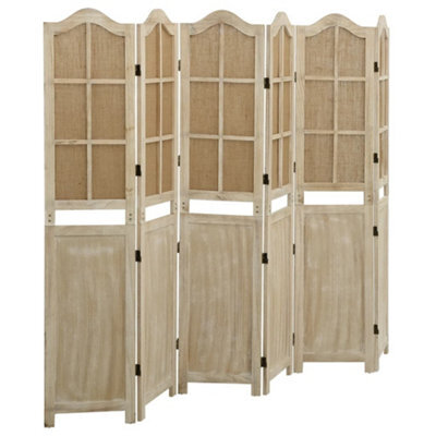 Berkfield 6-Panel Room Divider Brown 214X165 Cm Fabric - image 1