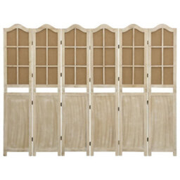 Berkfield 6-Panel Room Divider Brown 214X165 Cm Fabric - thumbnail 2