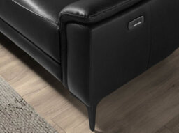 Angel Cerda Modern Black Leather Left Chaise Longue Sofa With Electric Relaxation - thumbnail 4