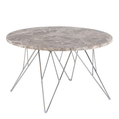Furniture To Go Prunus Round Coffee Table With Grey-Brown Marble Top - image 1