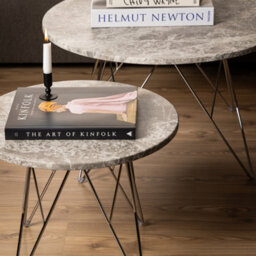 Furniture To Go Prunus Round Coffee Table With Grey-Brown Marble Top - thumbnail 5