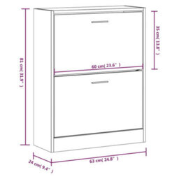 Vidaxl Shoe Cabinet Grey Sonoma 63X24X81 Cm Engineered Wood - thumbnail 3