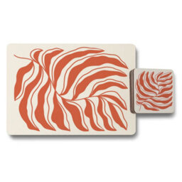 Benjamin Tate Design Leaf Motif Placemat And Coaster Set With Wood Base Designer Artwork Collection Limited Edition