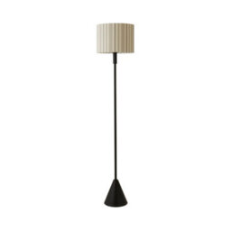 Valuelights Mitch Black Triangle Floor Lamp With Linen Stripe Shade And Led Bulb - thumbnail 6