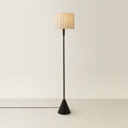 Valuelights Mitch Black Triangle Floor Lamp With Linen Stripe Shade And Led Bulb - thumbnail 5