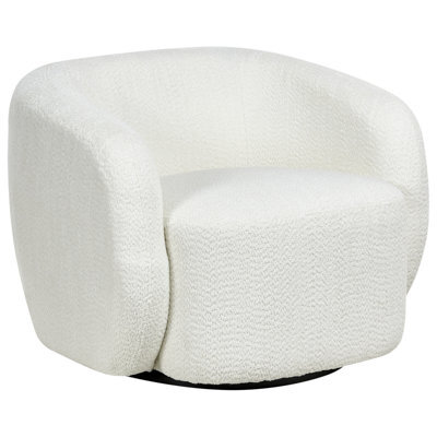 Beliani Swivel Armchair Tore Fabric Off-White - image 1