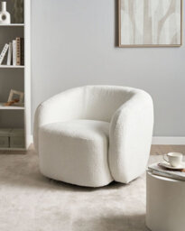 Beliani Swivel Armchair Tore Fabric Off-White - thumbnail 2