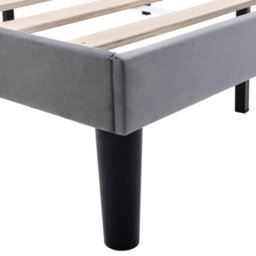 Abrihome Velvet Grey 4Ft6 Double Bed With Winged Headboard & Wooden Slats - thumbnail 9