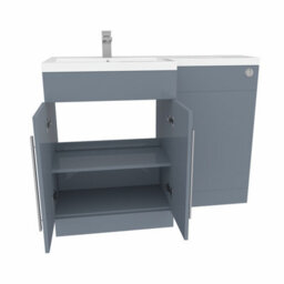 Rinse Bathrooms 1100mm L Shape Lh Combination Vanity Unit Gloss Grey Painting Sink Unit & Btw Toilet Unit - Flat Packed - thumbnail 5