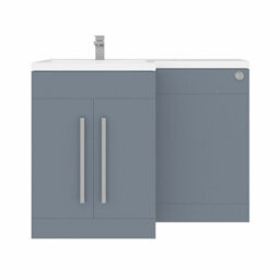 Rinse Bathrooms 1100mm L Shape Lh Combination Vanity Unit Gloss Grey Painting Sink Unit & Btw Toilet Unit - Flat Packed - thumbnail 4