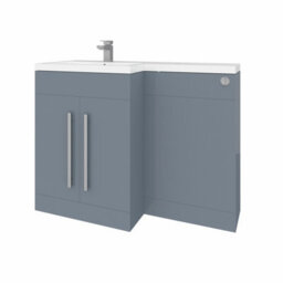 Rinse Bathrooms 1100mm L Shape Lh Combination Vanity Unit Gloss Grey Painting Sink Unit & Btw Toilet Unit - Flat Packed - thumbnail 2