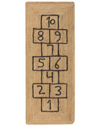 Wyld And Coco Natural Jute Rug 60 X 150 Cm Rectangular - Handwoven Hopscotch Motif, Braided Boho Border - thumbnail 1