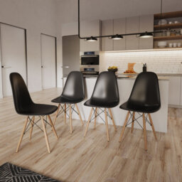 Urbn-Living Urbnliving 120Cm Width 5 Pcs Ceramic Armani Grey Rectangle Table With Black Chairs Set - thumbnail 5