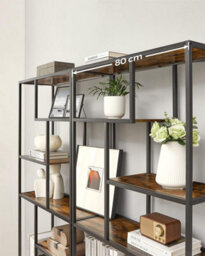 Songmics Bookcase, 6-Tier Bookcase, Geometric Display Shelf, Standing Storage Shelf, Rustic Brown And Black - thumbnail 5