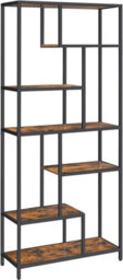 Songmics Bookcase, 6-Tier Bookcase, Geometric Display Shelf, Standing Storage Shelf, Rustic Brown And Black - thumbnail 7