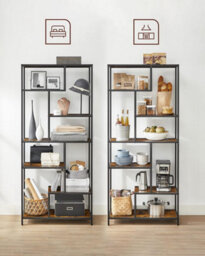 Songmics Bookcase, 6-Tier Bookcase, Geometric Display Shelf, Standing Storage Shelf, Rustic Brown And Black - thumbnail 6