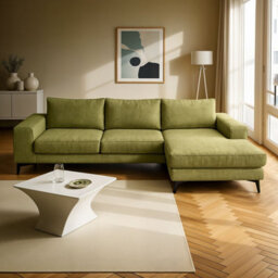 Abakus Direct Venice Corner Sofa In Olive Right Facing With Deep Seats And Extra-Wide Padded Arms - thumbnail 6
