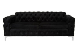 Orsina Sturdy Black Chesterfield Sofa With Quilted Design,velvet Upholster Lounge Sofa,cozy Couch For Office Decor - thumbnail 6