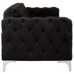 Orsina Sturdy Black Chesterfield Sofa With Quilted Design,velvet Upholster Lounge Sofa,cozy Couch For Office Decor - thumbnail 5