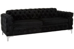 Orsina Sturdy Black Chesterfield Sofa With Quilted Design,velvet Upholster Lounge Sofa,cozy Couch For Office Decor - thumbnail 4