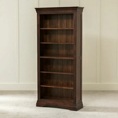Large Tall Bookcase French Hardwood Mahogany Stained Storage Furniture - image 1