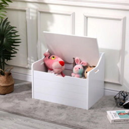 Wooden Toy Box Large White Storage Unit Kids Toys Children Nursery Bedroom Chest - White - thumbnail 4