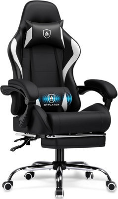 Gtplayer Gaming Chair, Massage Computer Chairs With Footrest, Headrest And Lumbar Support Height Adjustable Ergonomic Pc Chair - image 1