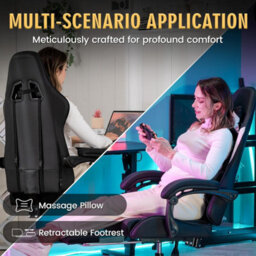 Gtplayer Gaming Chair, Massage Computer Chairs With Footrest, Headrest And Lumbar Support Height Adjustable Ergonomic Pc Chair - thumbnail 8