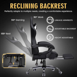 Gtplayer Gaming Chair, Massage Computer Chairs With Footrest, Headrest And Lumbar Support Height Adjustable Ergonomic Pc Chair - thumbnail 9