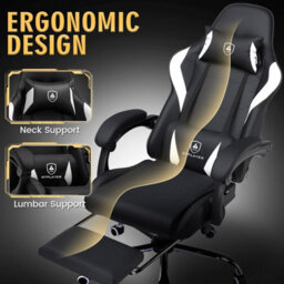 Gtplayer Gaming Chair, Massage Computer Chairs With Footrest, Headrest And Lumbar Support Height Adjustable Ergonomic Pc Chair - thumbnail 7