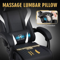 Gtplayer Gaming Chair, Massage Computer Chairs With Footrest, Headrest And Lumbar Support Height Adjustable Ergonomic Pc Chair - thumbnail 3
