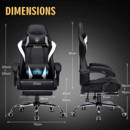 Gtplayer Gaming Chair, Massage Computer Chairs With Footrest, Headrest And Lumbar Support Height Adjustable Ergonomic Pc Chair - thumbnail 2