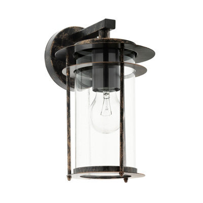 Antique Copper Outdoor Wall Light With Glass Shade - Ip44 Rated, E27 Bulb Compatible - image 1
