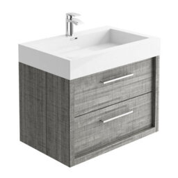 Plum&clay Walter Grey Wood Wall Hung Bathroom Vanity Unit (W)750mm - thumbnail 2