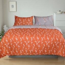 Aspire Homeware Printed Microfiber Duvet Cover Set, Rust Flower Reversible, Double, (L)200Cm X (W)200Cm - thumbnail 1