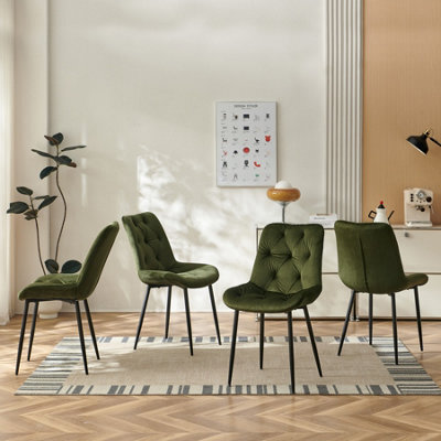 Sonara Set Of 4 Modern Velvet Dining Chairs With Ergonomic Upholstered Seats And X-Shaped Metal Legs - image 1