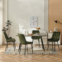 Sonara Set Of 4 Modern Velvet Dining Chairs With Ergonomic Upholstered Seats And X-Shaped Metal Legs - thumbnail 8