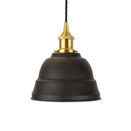 Matt Black Lincoln Painted Dome Pendant Light With Polished Brass Lamp Holder And Black Twisted Cable - Se Home - thumbnail 1