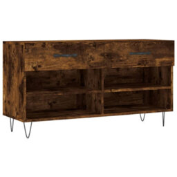 Berkfield Shoe Bench Smoked Oak 102X35X55 Cm Engineered Wood - thumbnail 2