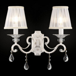 Luminosa Lighting Luminosa Grace Wall Candle Lamp White With Gold & Crystal, 2 Light, E14 - thumbnail 2