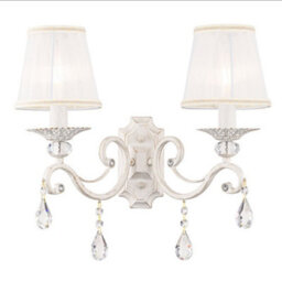Luminosa Lighting Luminosa Grace Wall Candle Lamp White With Gold & Crystal, 2 Light, E14