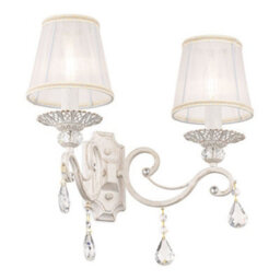 Luminosa Lighting Luminosa Grace Wall Candle Lamp White With Gold & Crystal, 2 Light, E14 - thumbnail 4