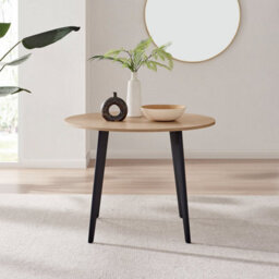 Furniturebox Koko Oak Wood Effect Round Dining Table Black Legs 100Cm - thumbnail 2