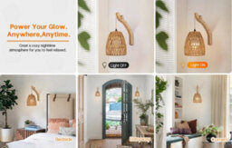 Amorly Set Of 2 Rechargeable Rattan Shade Wall Sconces, Wireless Battery Powered Wall Reading Lamp With Remote Dimmable Lighting - thumbnail 5