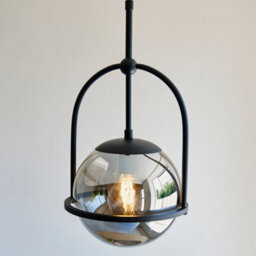 Luminosa Lighting Luminosa Trieste Globe Pendant Ceiling Light Matt Black, Smoked Mirror Glass - thumbnail 2
