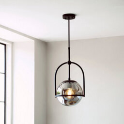 Luminosa Lighting Luminosa Trieste Globe Pendant Ceiling Light Matt Black, Smoked Mirror Glass - thumbnail 3