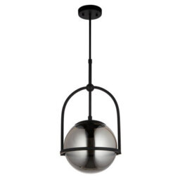 Luminosa Lighting Luminosa Trieste Globe Pendant Ceiling Light Matt Black, Smoked Mirror Glass - thumbnail 6