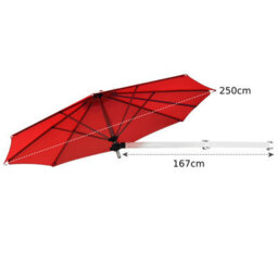 Costway Wall-Mounted Umbrella Water-Proof Cantilever Parasols Tilting Sunshade Umbrella W/ Adjustable Pole - thumbnail 2