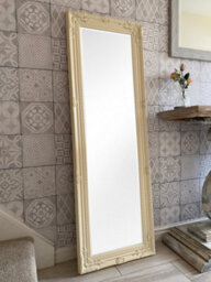 Downton Interiors Antique Style Cream Tall Ornate Dressing Wall Mirror With Bevelled Glass 142Cm - thumbnail 3